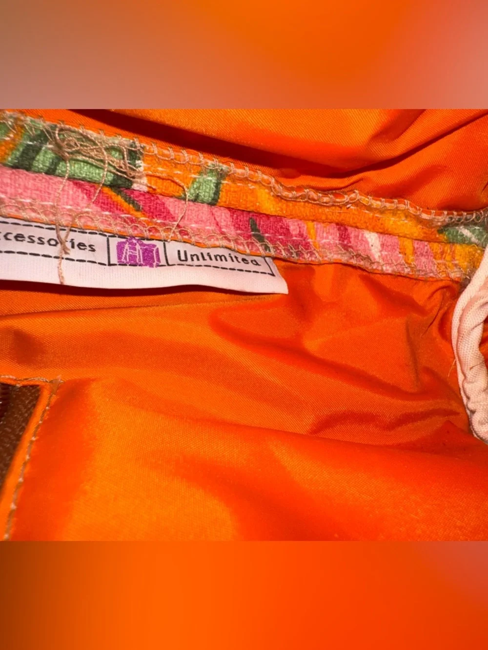 Tropical Floral Canvas Tote with Bamboo Handles - Pink & Orange - Picture 6 of 8